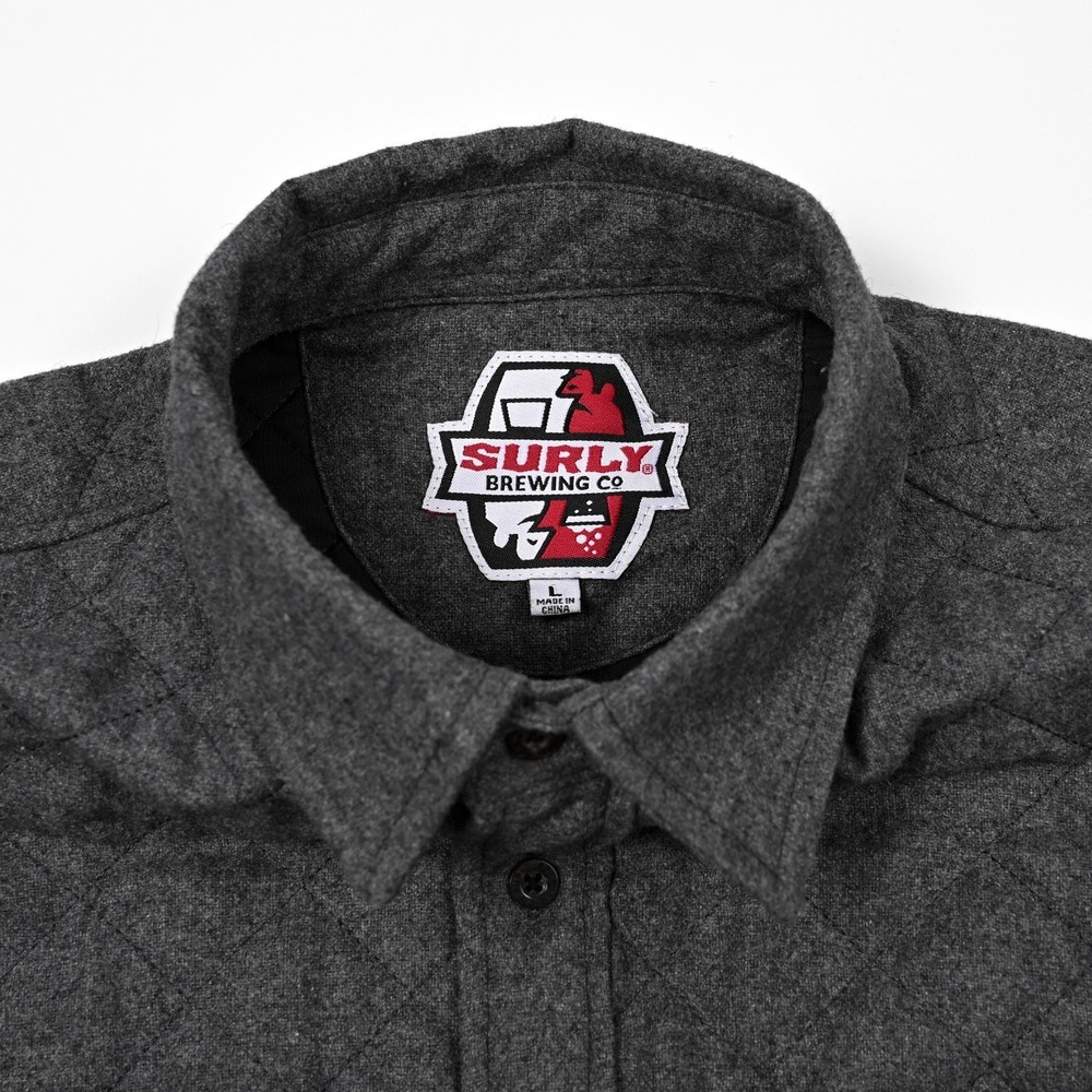 Surly Brewing Shirt Mens Large Shacket Quilted Lined Wool Blend Beer Work L/S - Picture 6 of 10